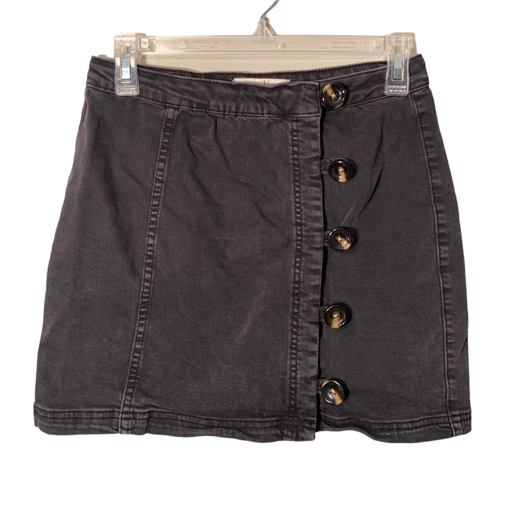 PacSun Black Side Button Cotton Mini Skirt Size 28
